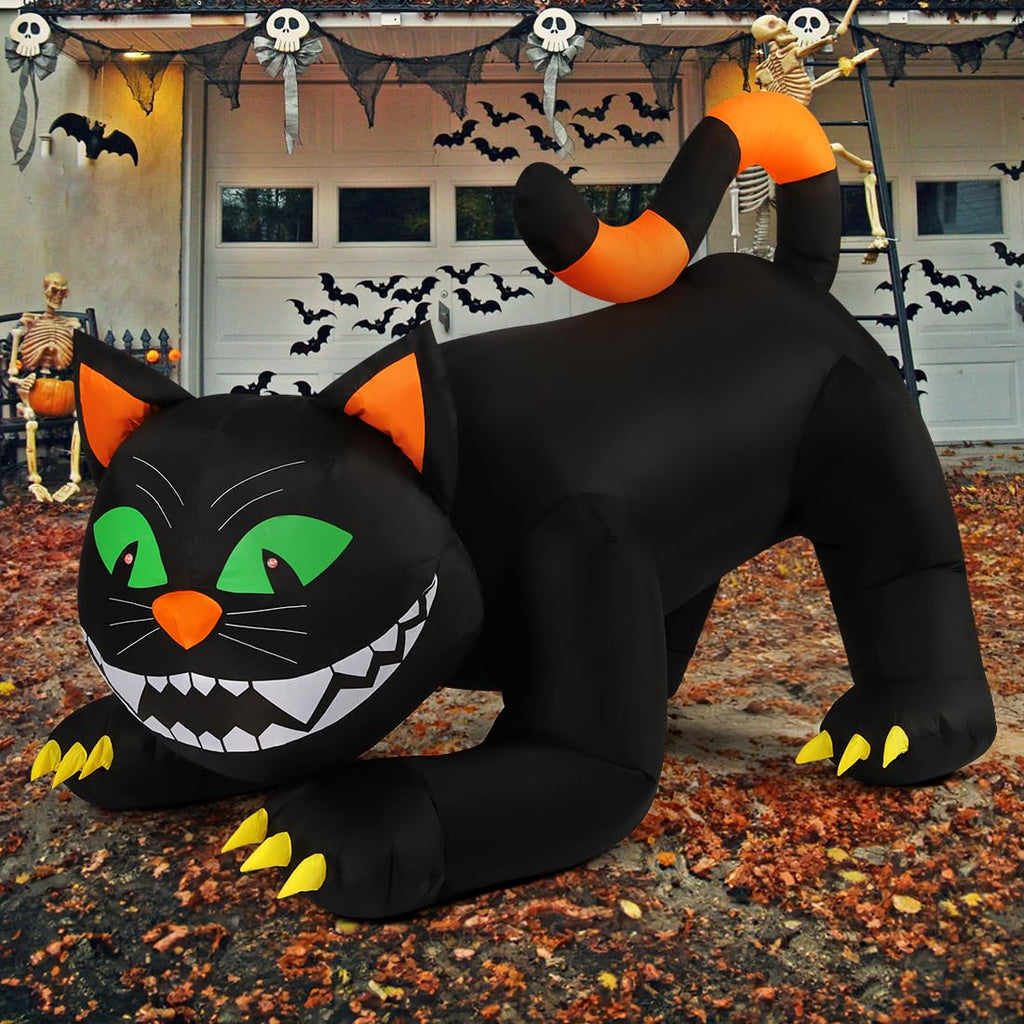 6 FT Halloween Inflatables Black Cat with Moving Head and Built-in LEDs K18818