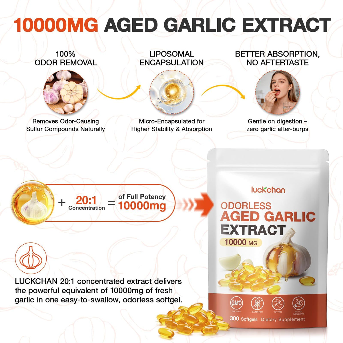 Odorless Garlic Extract 10000mg Softgels B81044