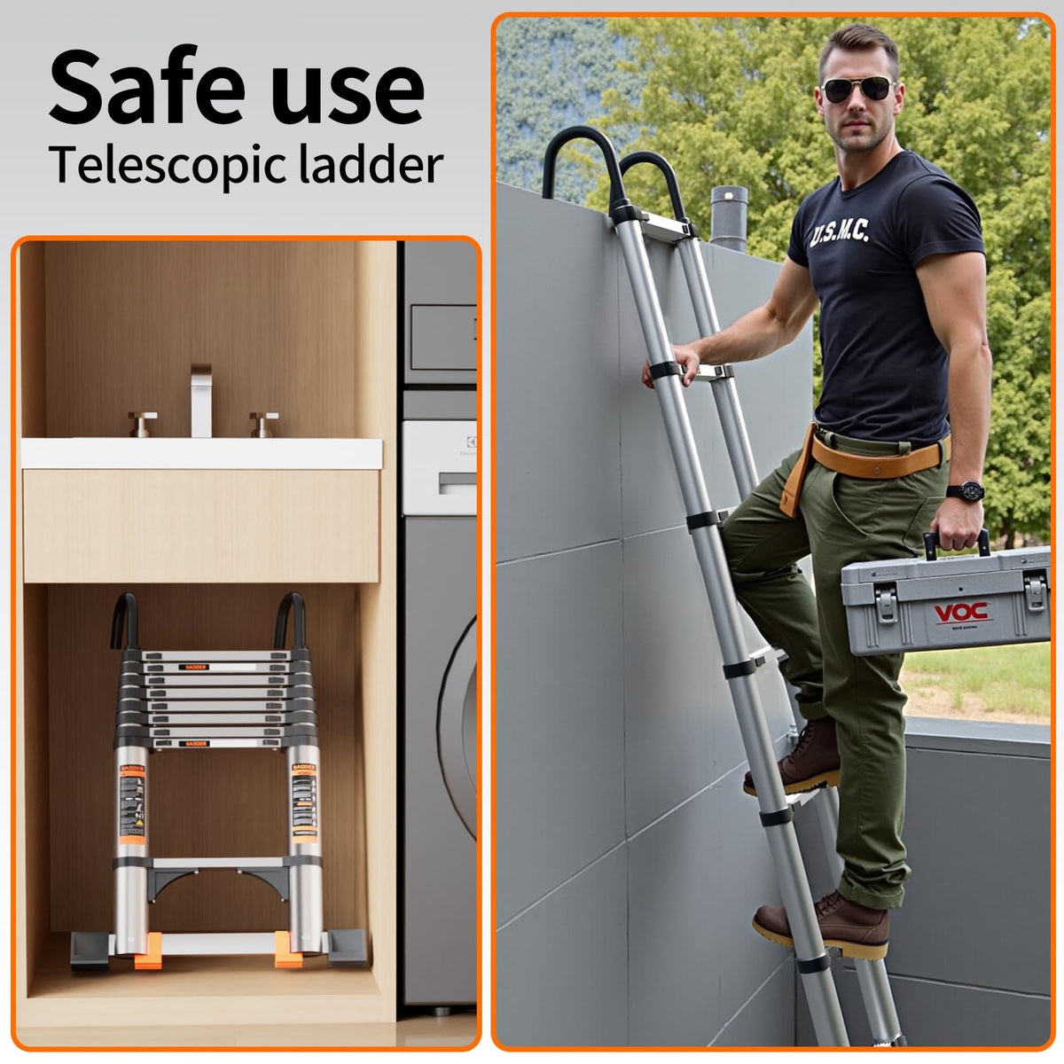 19.5FT Aluminum Telescoping Ladder 330lbs T350381