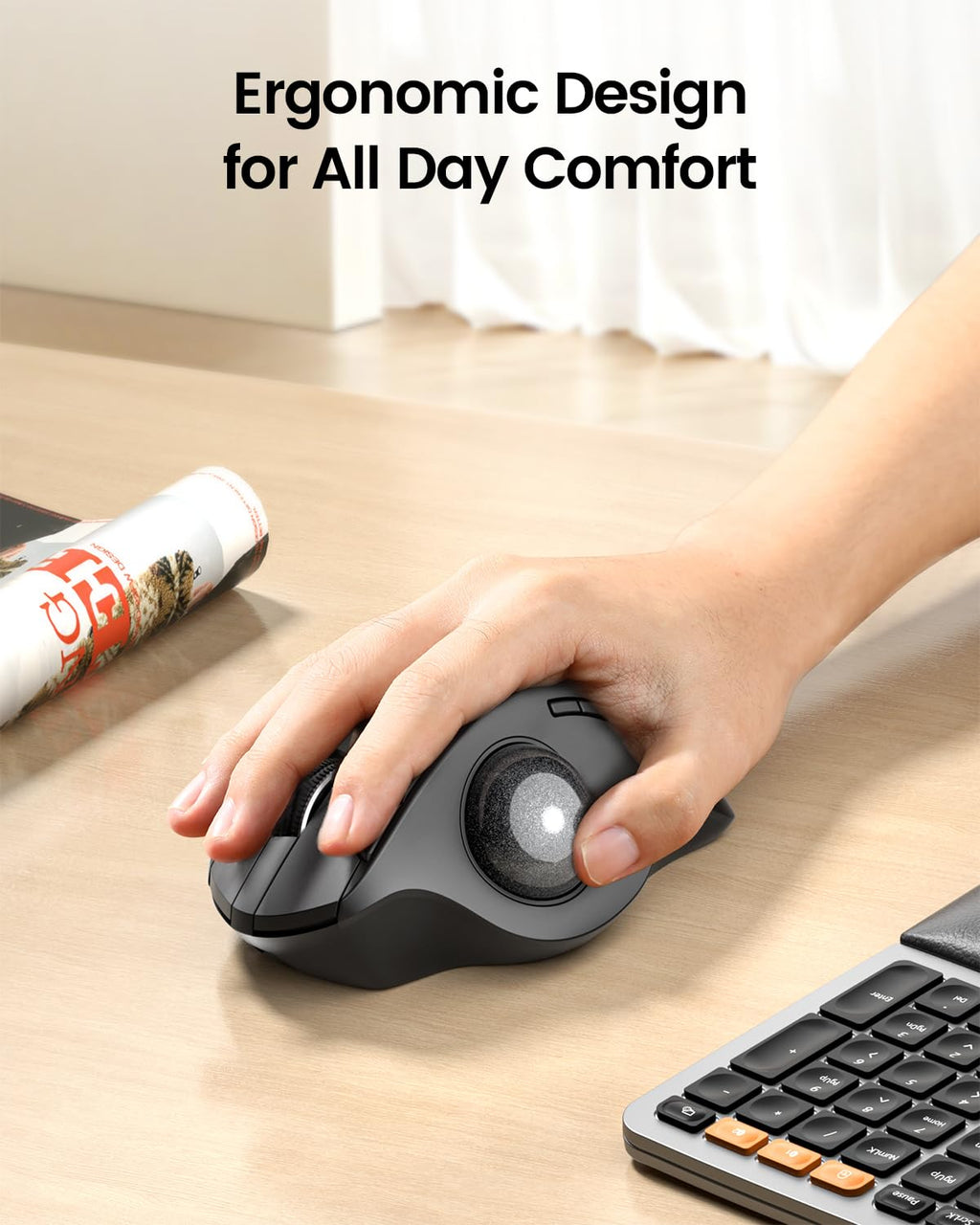 Wireless Rechargeable Gray Trackball Mouse S2752