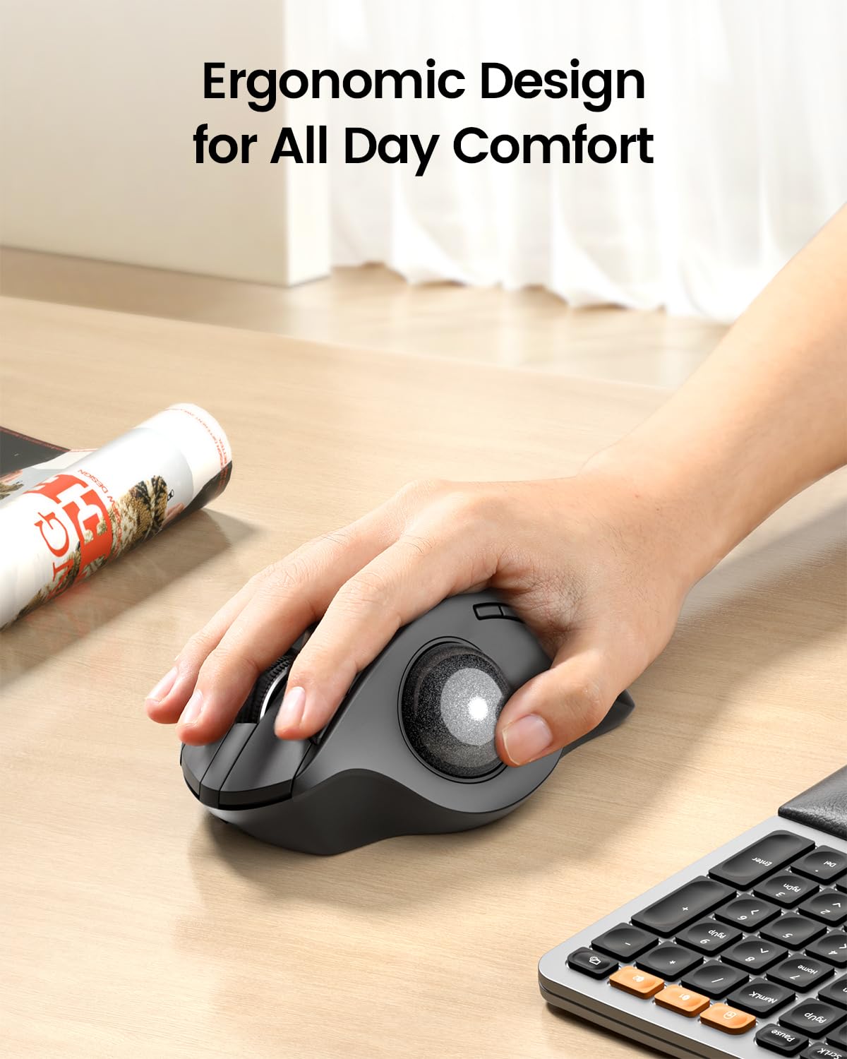 Wireless Rechargeable Gray Trackball Mouse S2752