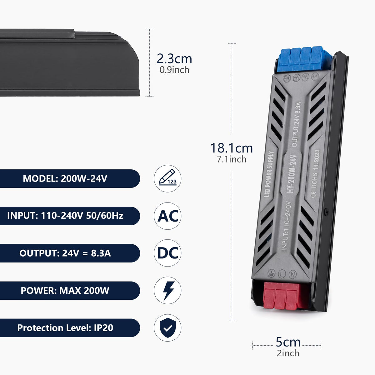 24V 200W Ultra Slim LED Power Supply Y125700
