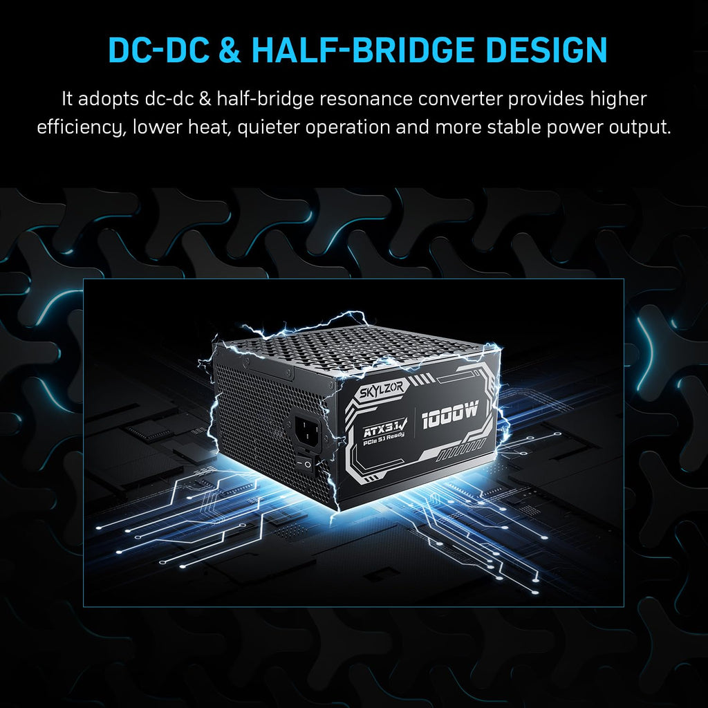 1000W Fully Modular 80+ Gold Certified ATX 3.1 Power Supply X335
