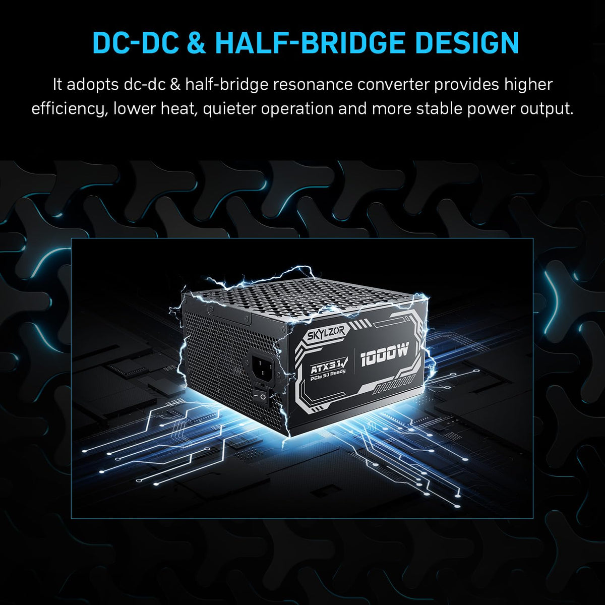 1000W Fully Modular 80+ Gold Certified ATX 3.1 Power Supply X335