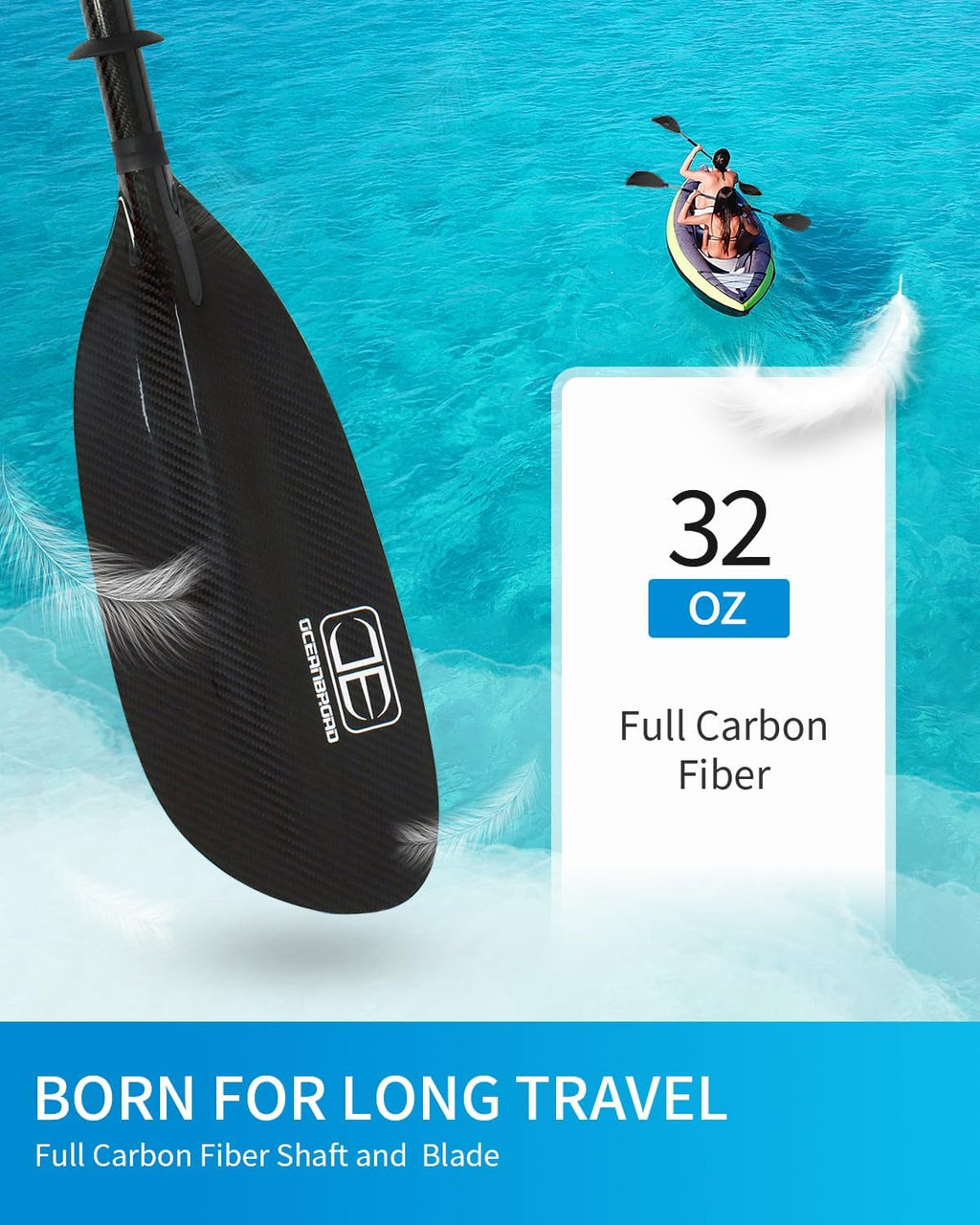 Full Carbon Fiber Adjustable Kayak Paddle A546