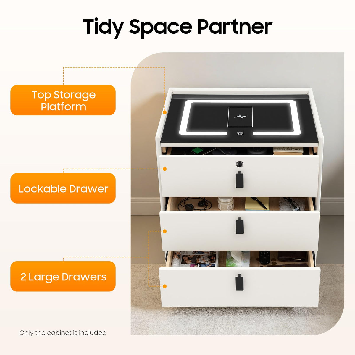 3 Drawers Nightstand W823