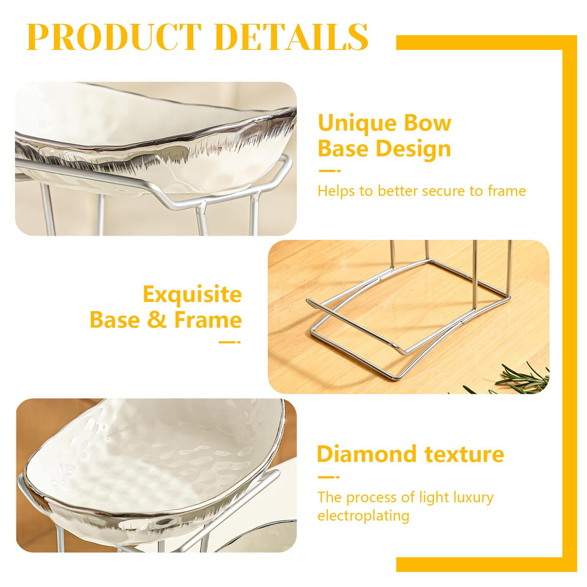 3 Tier Ceramic Fruit Bowl with Metal Stand U7337
