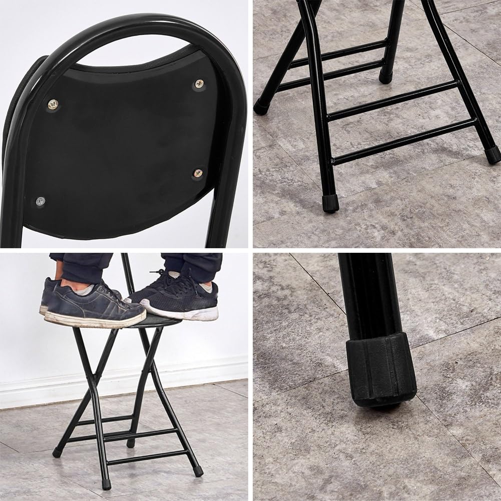 Black 18 Inch Folding Bar Stool with Backrest F7136