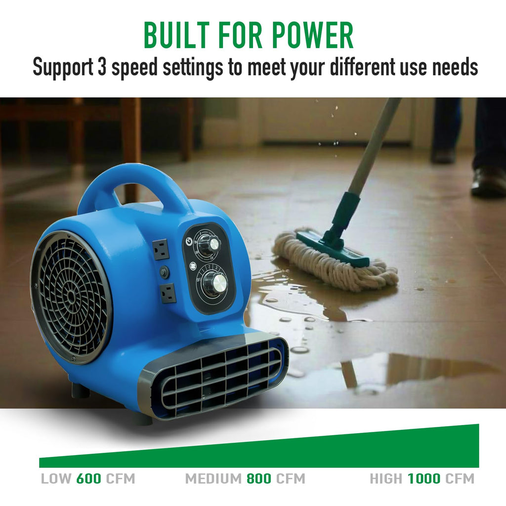 1/4 HP 1000 CFM Portable Floor Blower Fan J9606