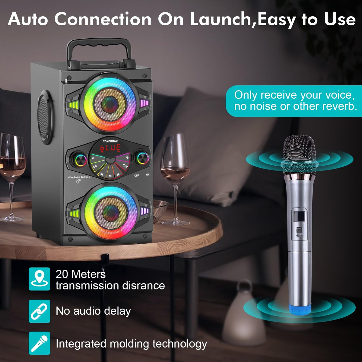 60W Portable Bluetooth Speaker with Subwoofer A19963