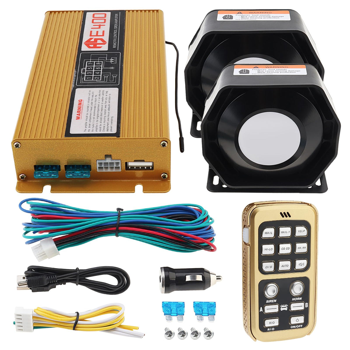 12V 400W 18 Tones Police Siren PA System with Horn Speaker & Remote Control M100