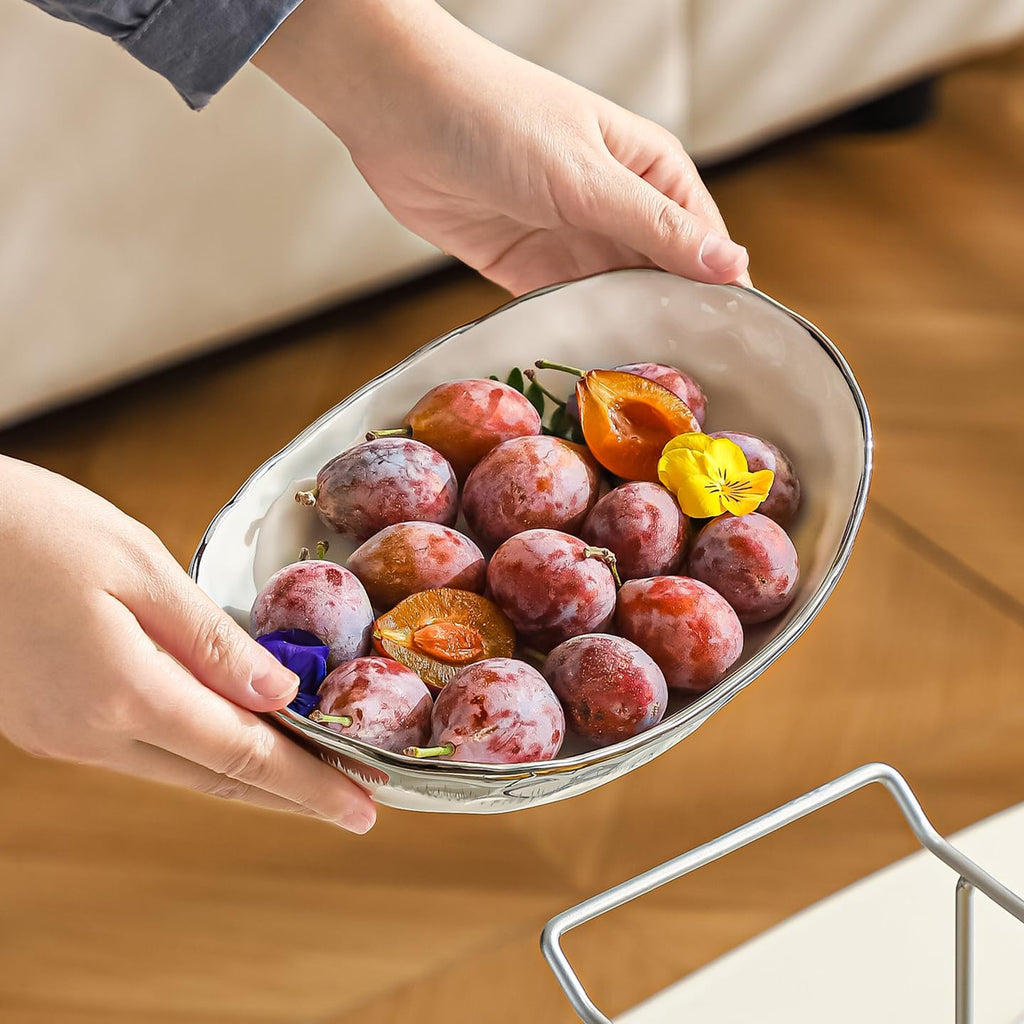 3 Tier Ceramic Fruit Bowl with Metal Stand U7337