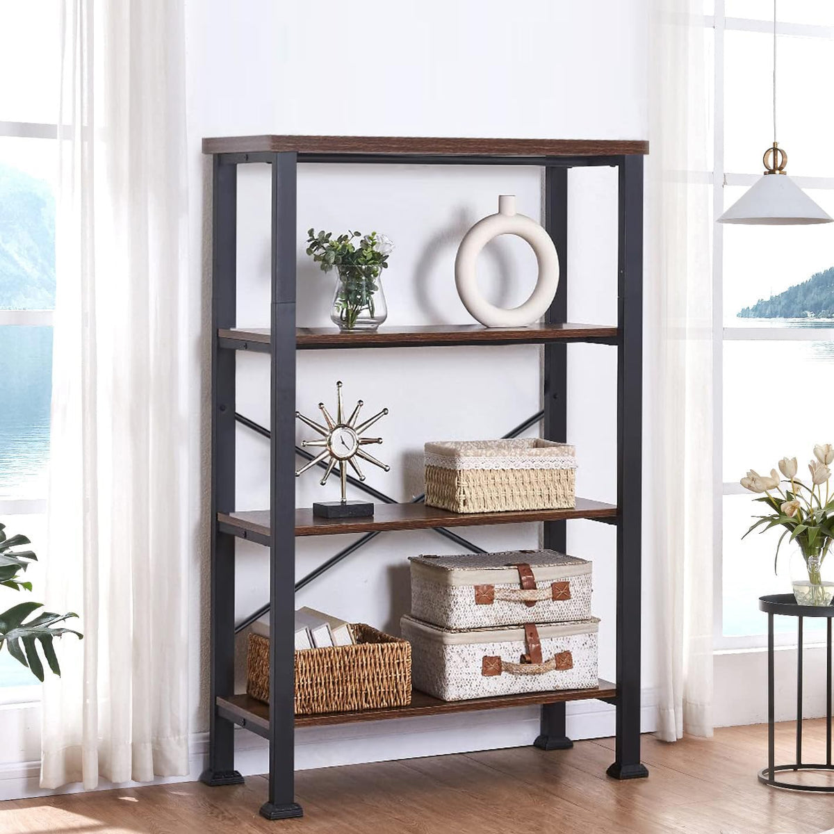 4 Tier Rustic Brown Bookshelf A470153