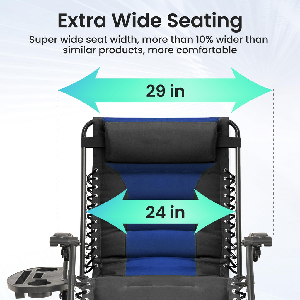 Oversized Zero Gravity Chair 2 Pack Black Blue M3576
