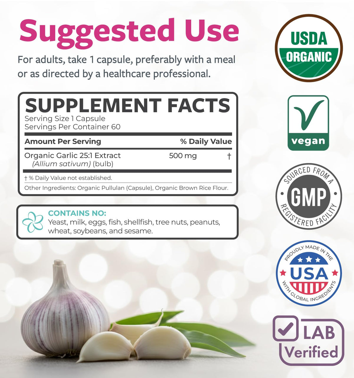 USDA Organic Odorless Garlic Capsules K945646
