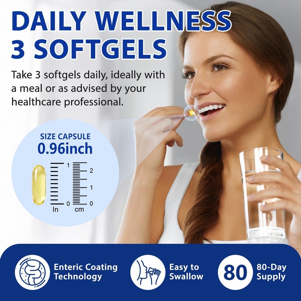 Omega 3 Fish Oil Supplement 240 Softgels Lemon Flavor X209024