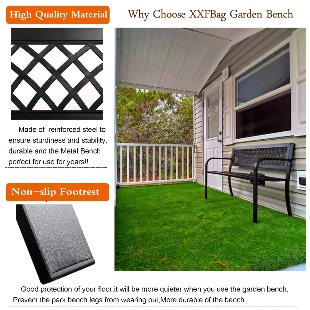 Black Metal Outdoor Bench with Armrests Q262