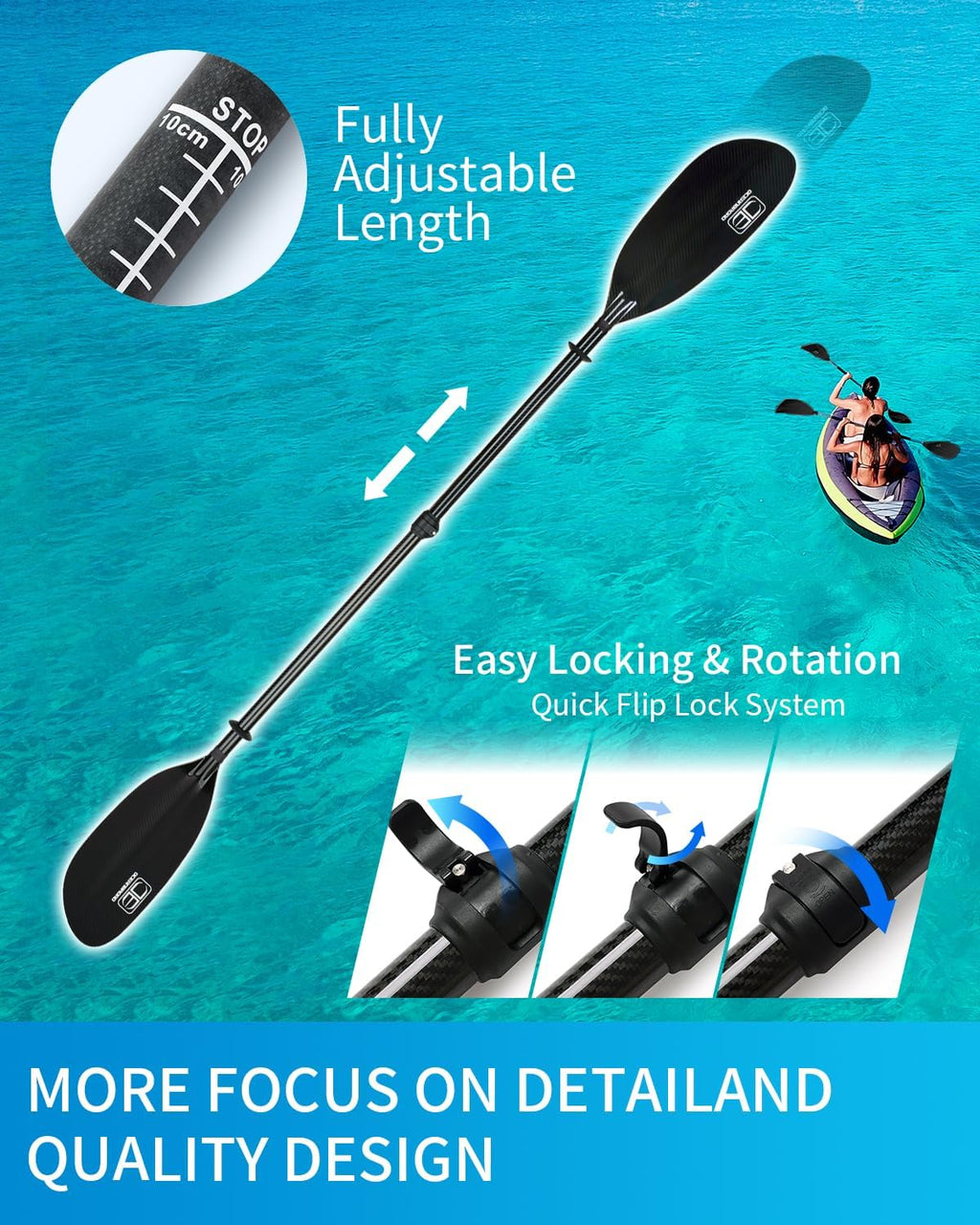 Full Carbon Fiber Adjustable Kayak Paddle A546