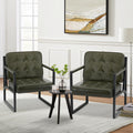 Set of 2 Green Leather Accent Chairs with Metal Legs Z17823