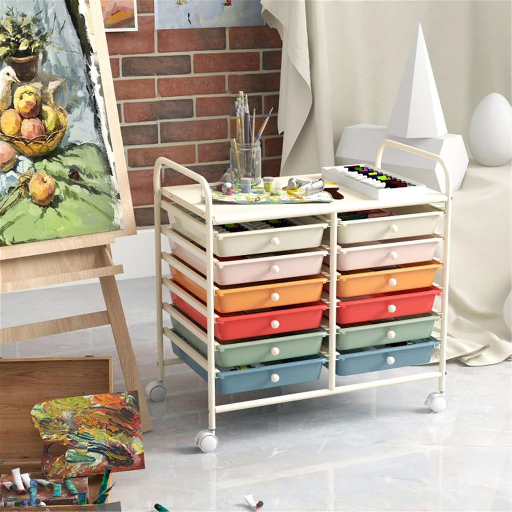 12 Drawer Rolling Storage Cart with Wheels K92725