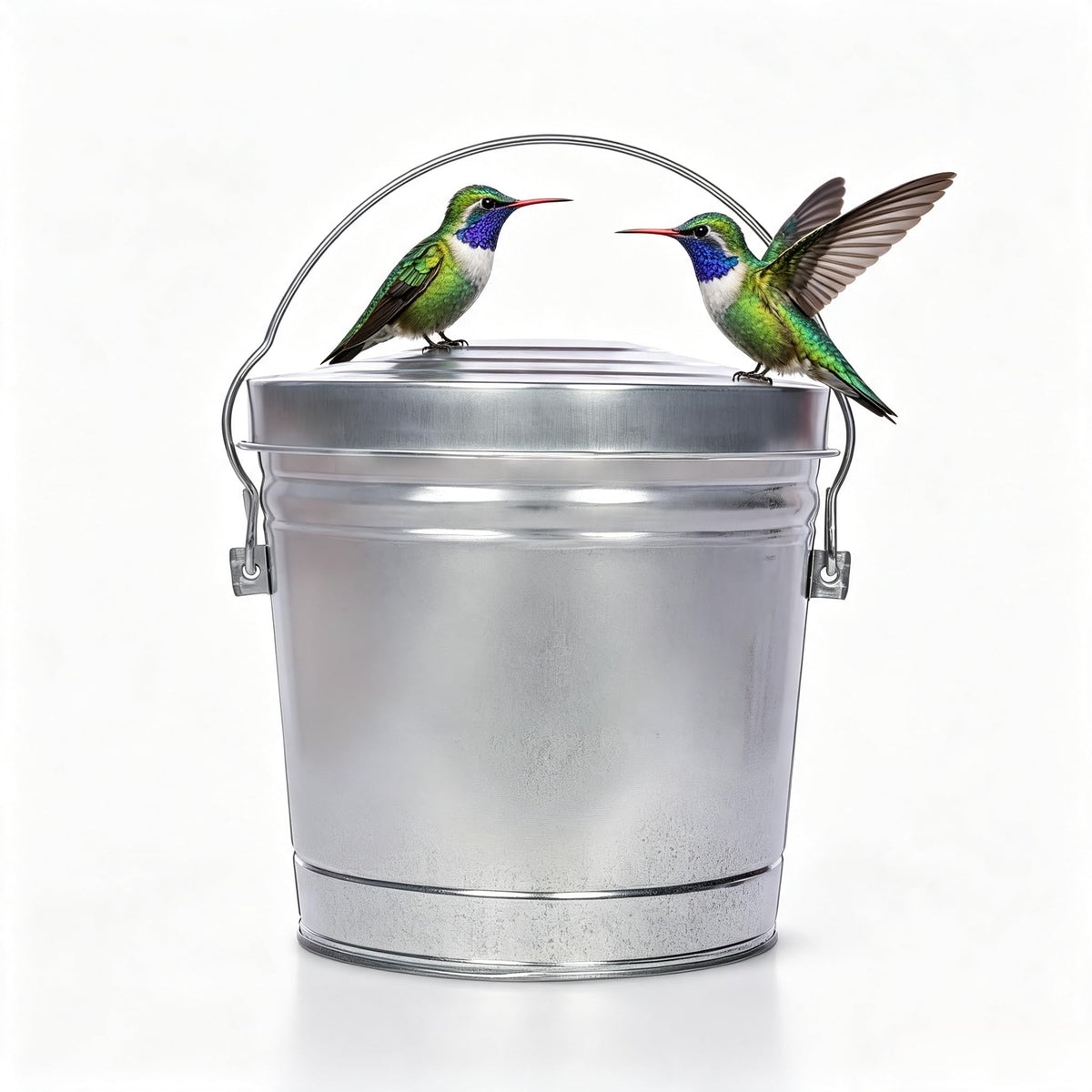 6 Gallon Galvanized Metal Trash Can with Locking Lid D577401