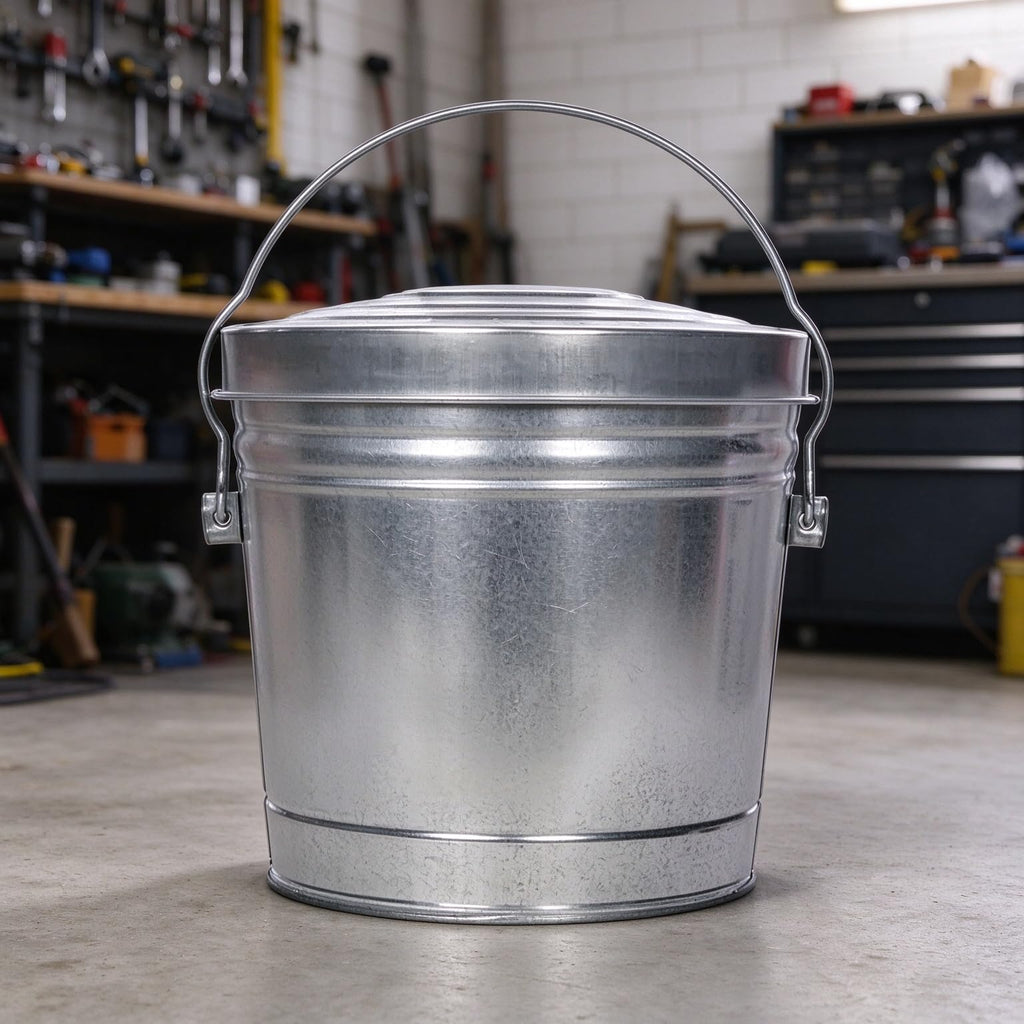 6 Gal Galvanized Steel Storage Can with Locking Lid M887017