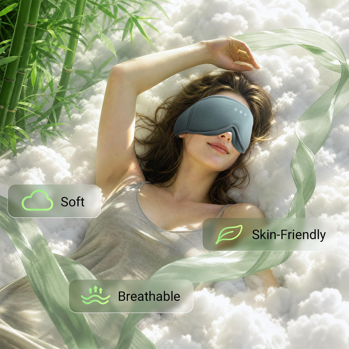 Bamboo Cotton Sleep Mask with Bluetooth Headphones J6249