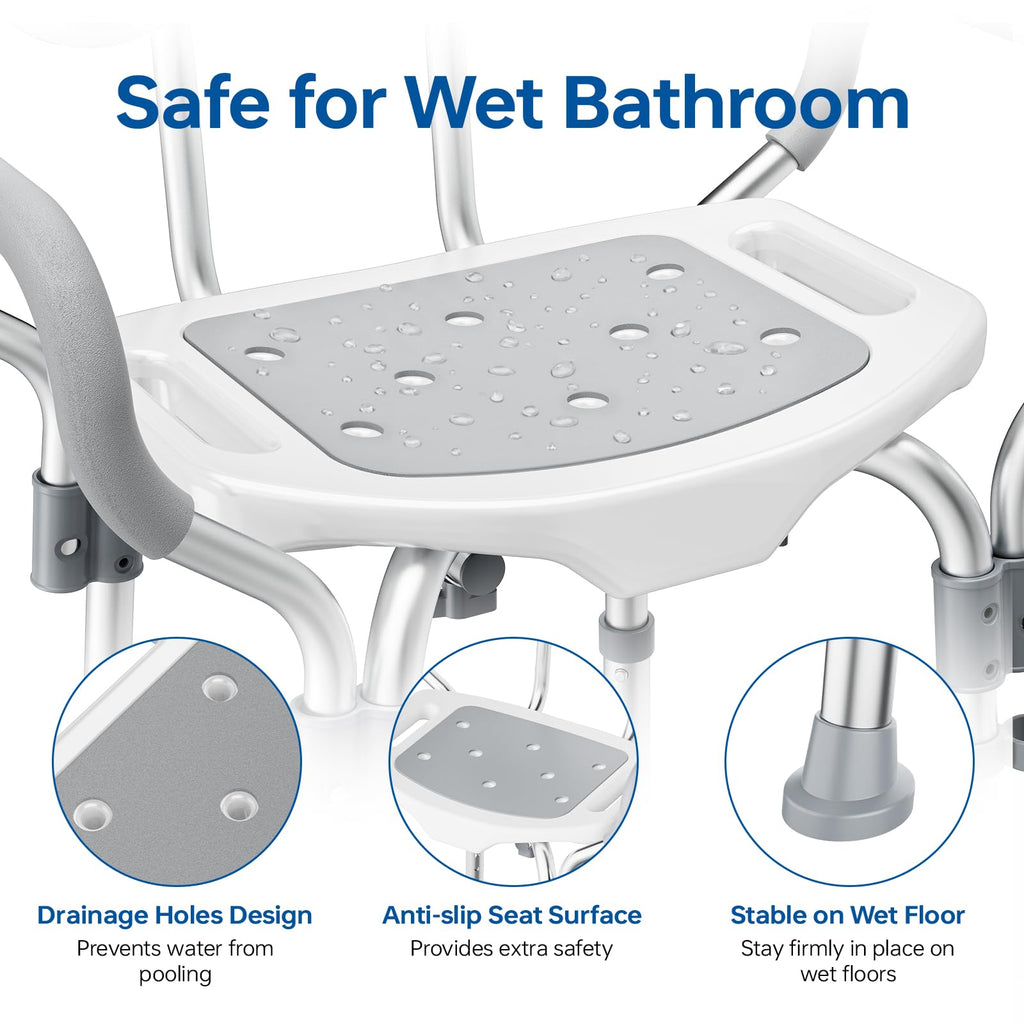 Adjustable Grey Shower Chair with Suction Feet U51674