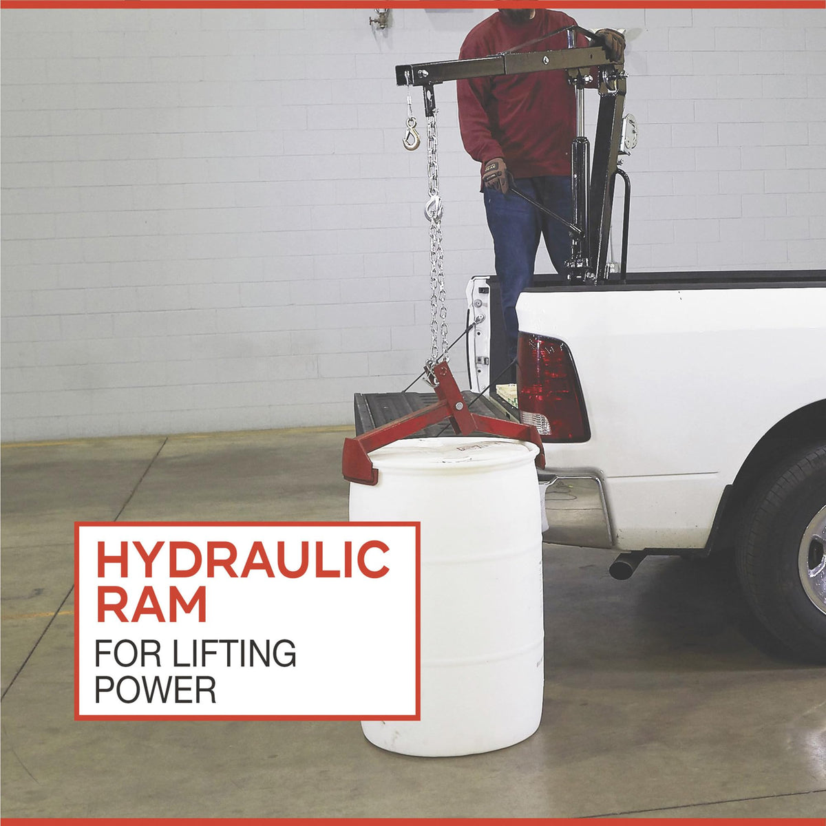Hydraulic Pickup Truck Crane with Hand Winch 2000-Lb. Capacity J798