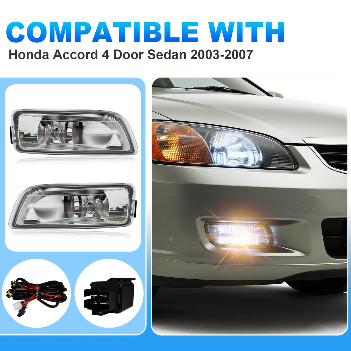 Fog Lights Assembly with Halogen Bulbs Clear Lens Switch Harness Kit Z268924