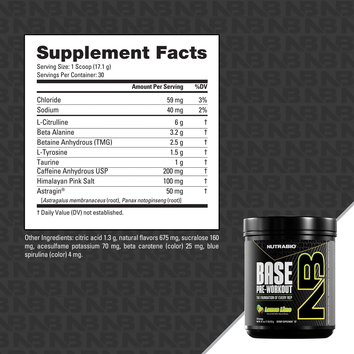 Sugar Free Pre-Workout Powder 30 Servings Lemon Lime Q387
