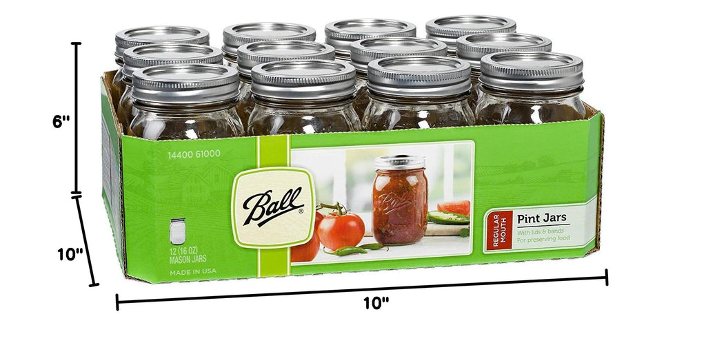 16 oz Regular Mouth Mason Jar with Lids and Bands (12 Units) M490