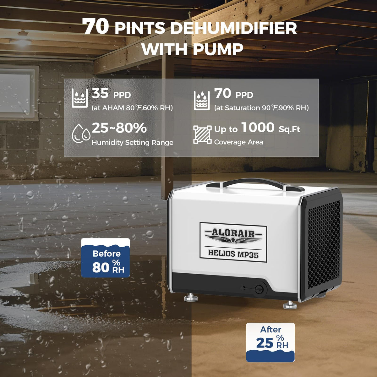 70 Pints Dehumidifier with Pump L31662