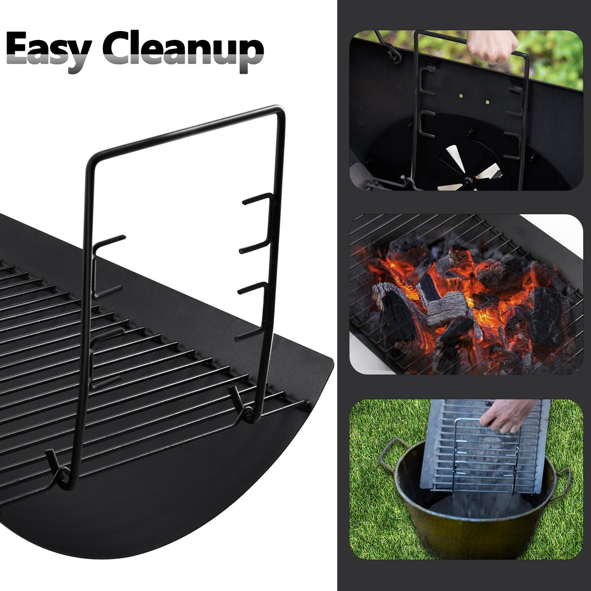 20 Inch Ash Pan Drip Pan for Charcoal Grill with 2pcs Fire Grate Hanger F15079