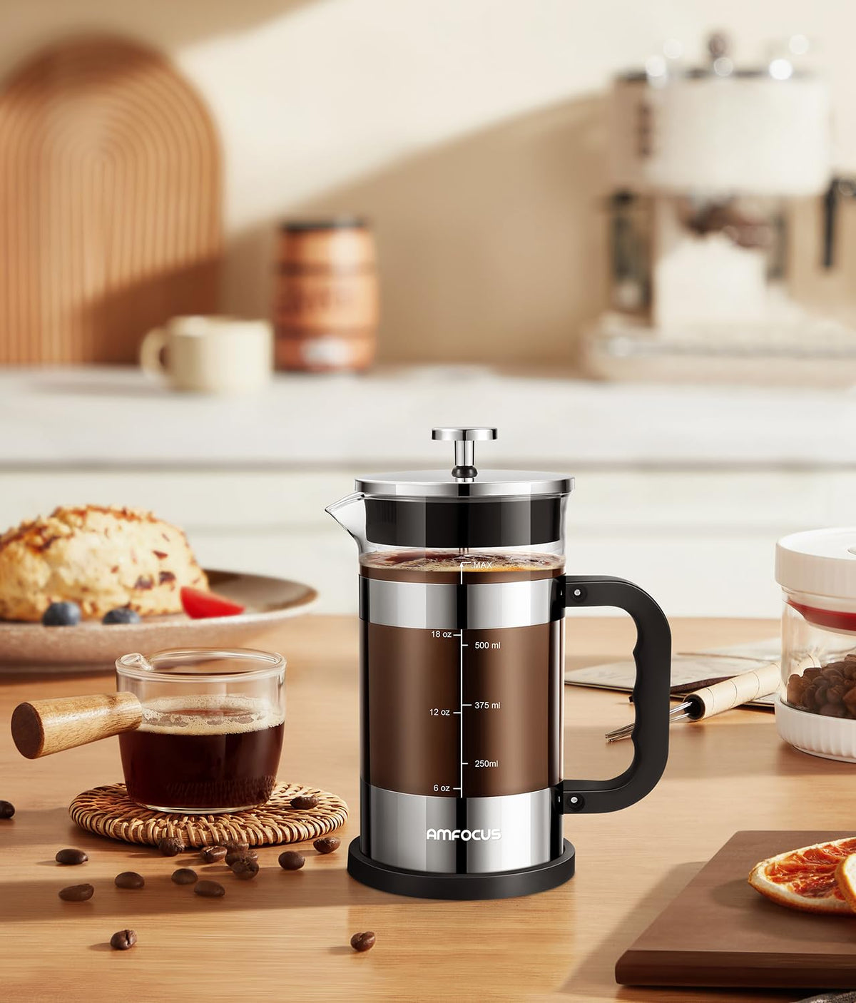 French Press Coffee Maker 21 oz Borosilicate Glass L910512