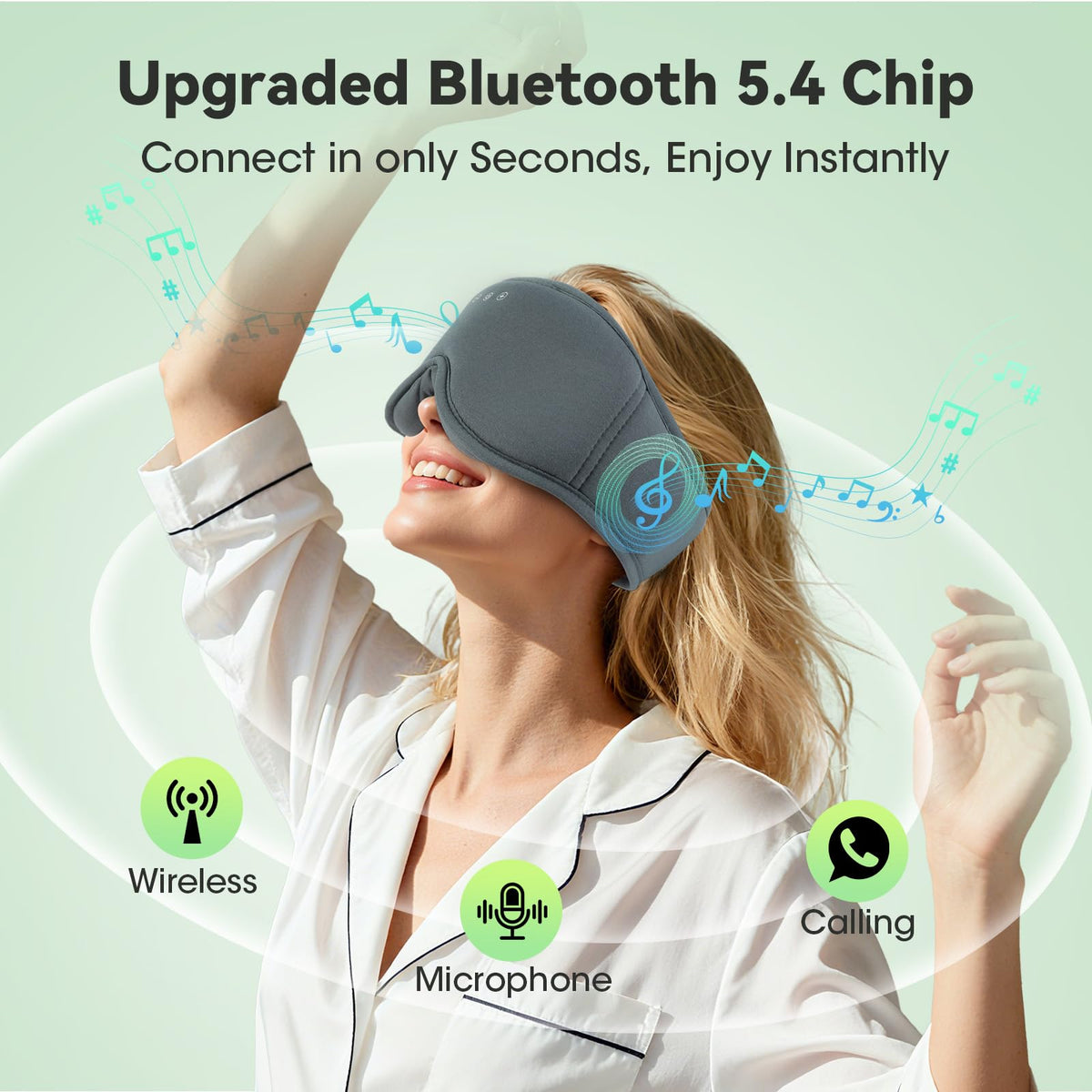 Bamboo Cotton Sleep Mask with Bluetooth Headphones J6249
