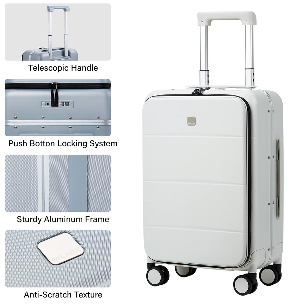 Smoke White 20 Inch Hard Shell Carry On Luggage R609