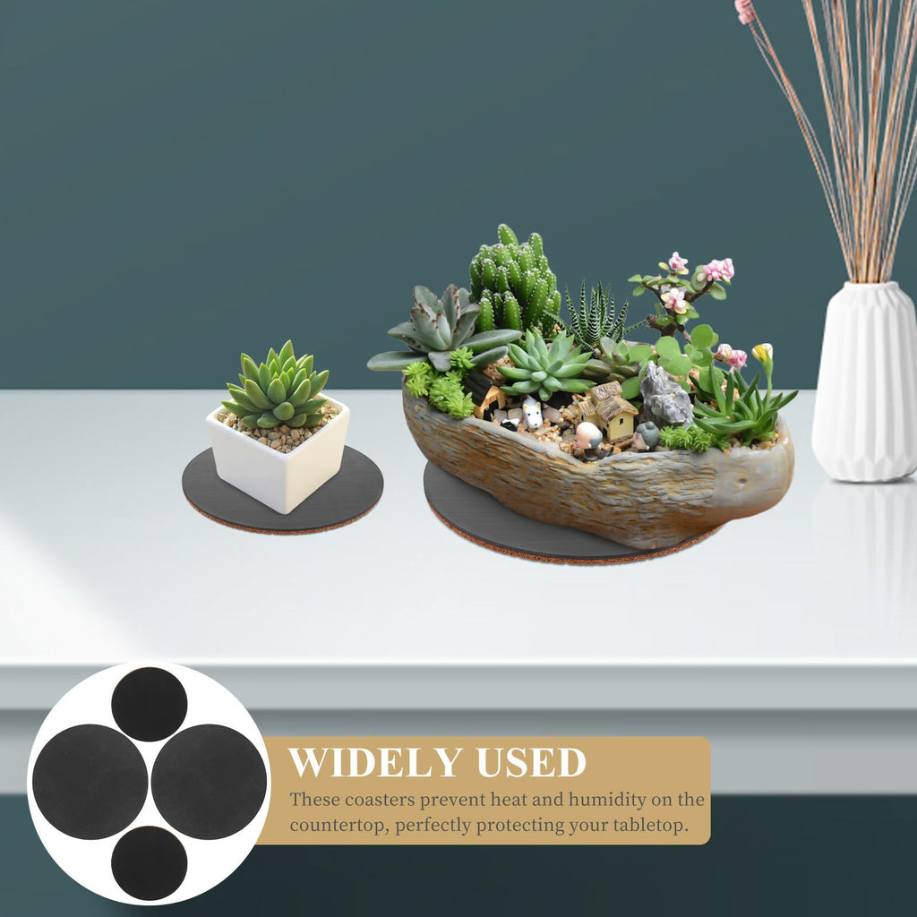 4pcs Round Cork Coasters with ABS Base D495