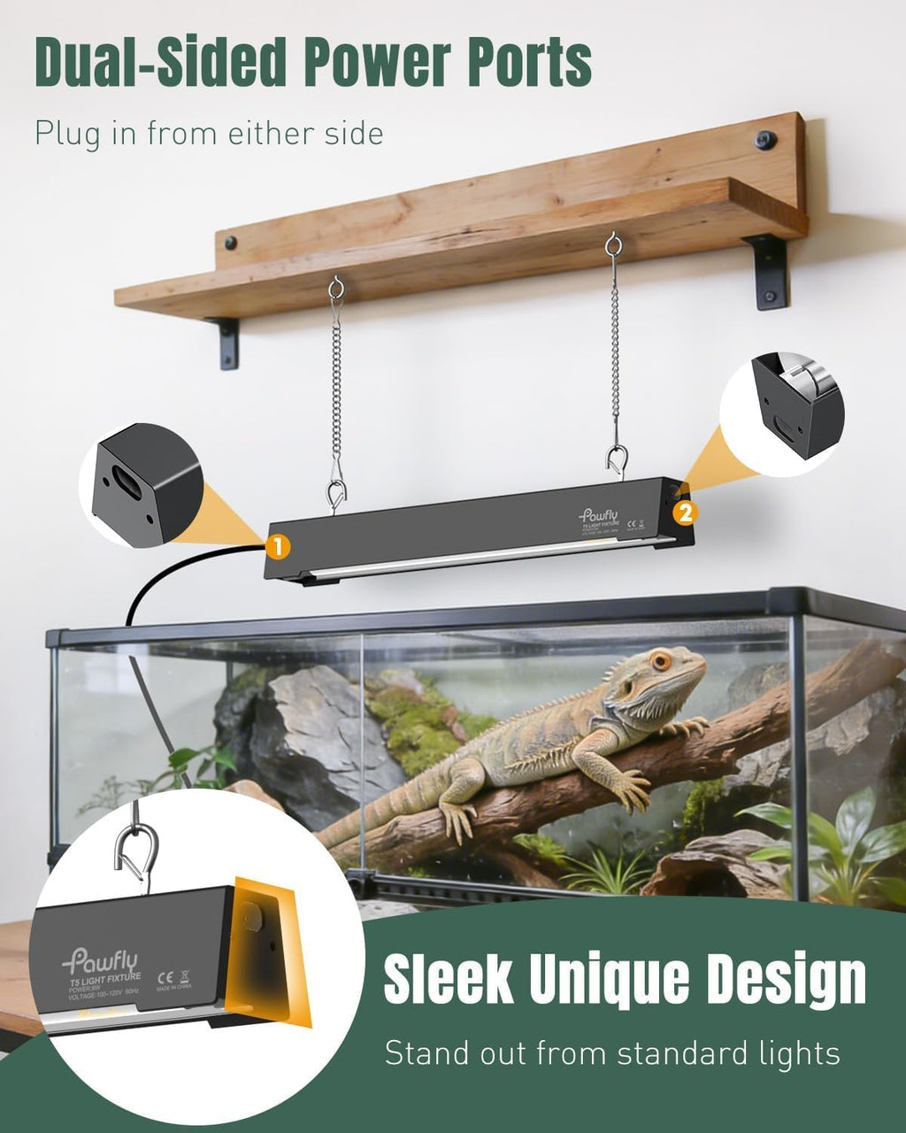 T5 Reptile Light Combo Kit with 2 UVB Tubes, 10.0 UVB Light Fixture, 12 inch K5058