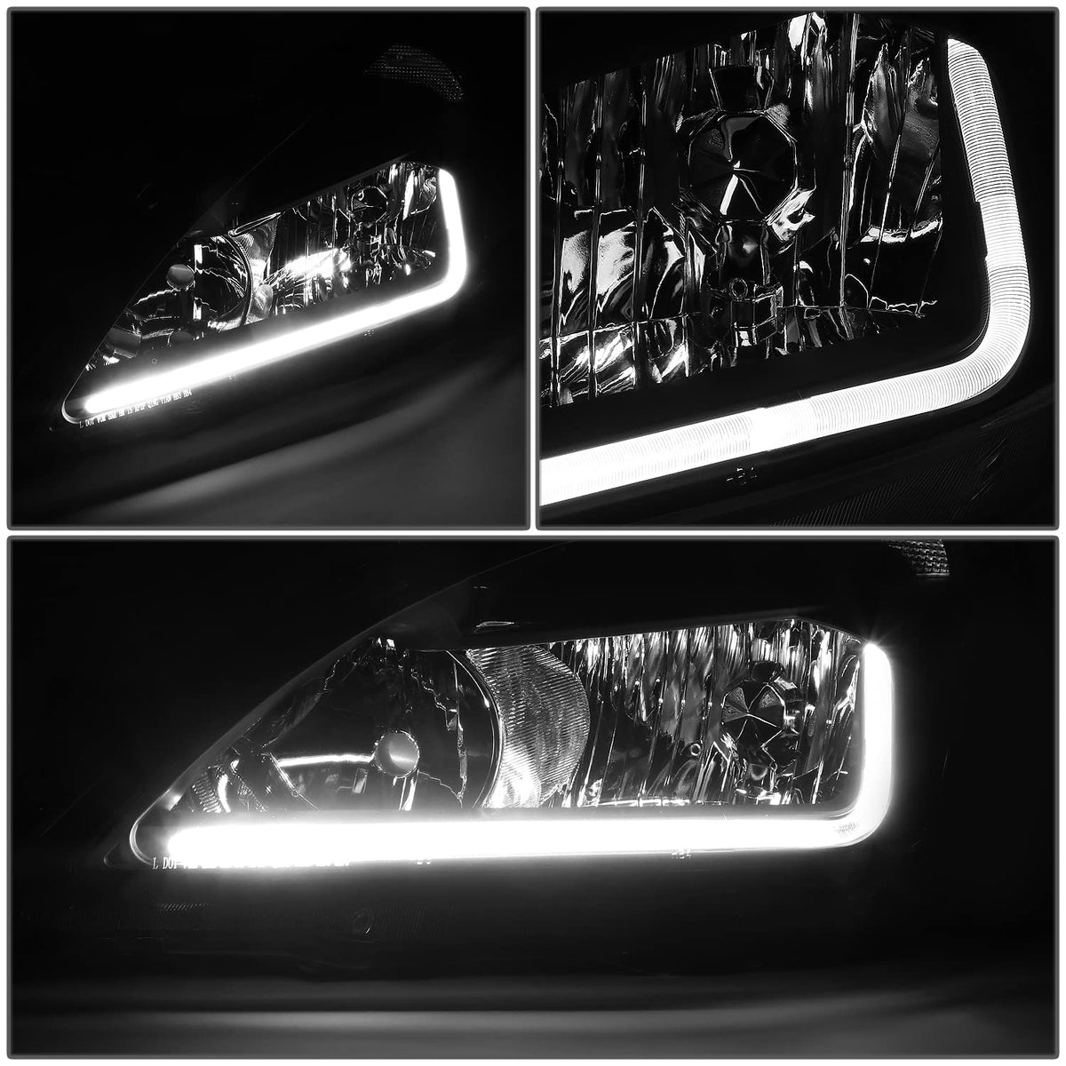 Black Headlight Assembly with LED Day Running Light Z18712