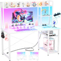 47'' White Gaming Desk with Hutch and Storage Shelves S576