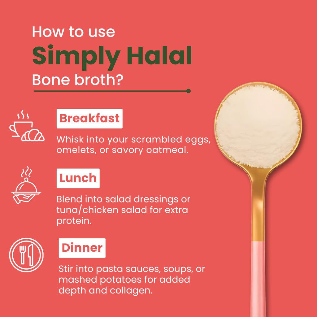 Halal Bone Broth Protein Powder, Grass-Fed Hydrolyzed Collagen, 25 Servings 16 Oz J636