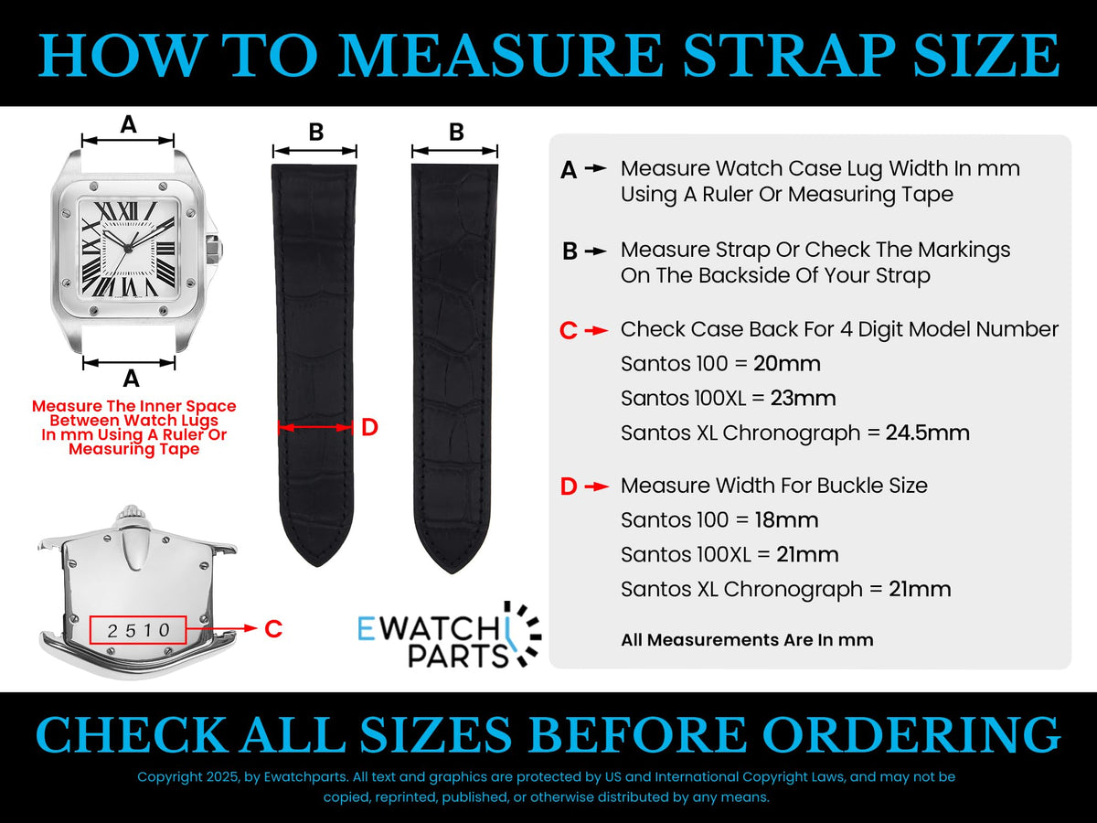 24.5mm Black Leather Watch Band Strap S531