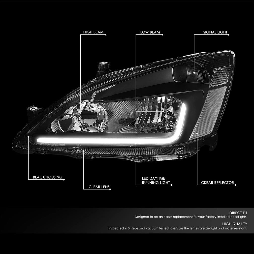 Black Headlight Assembly with LED Day Running Light Z18712