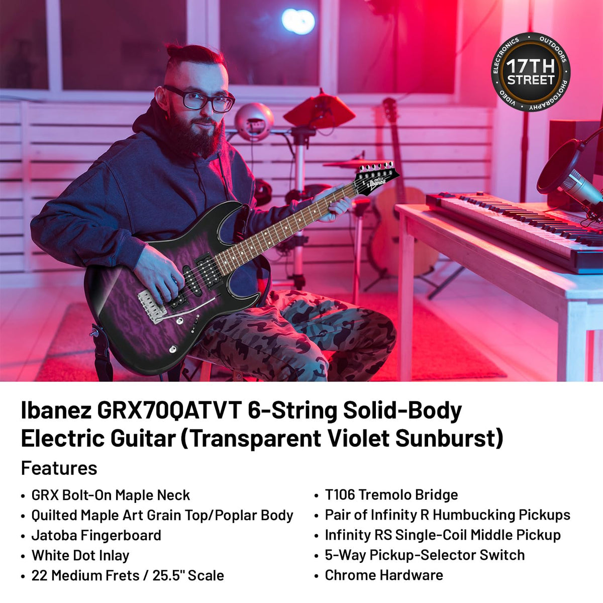 Transparent Violet Sunburst 6-String Solid-Body Electric Guitar K81473