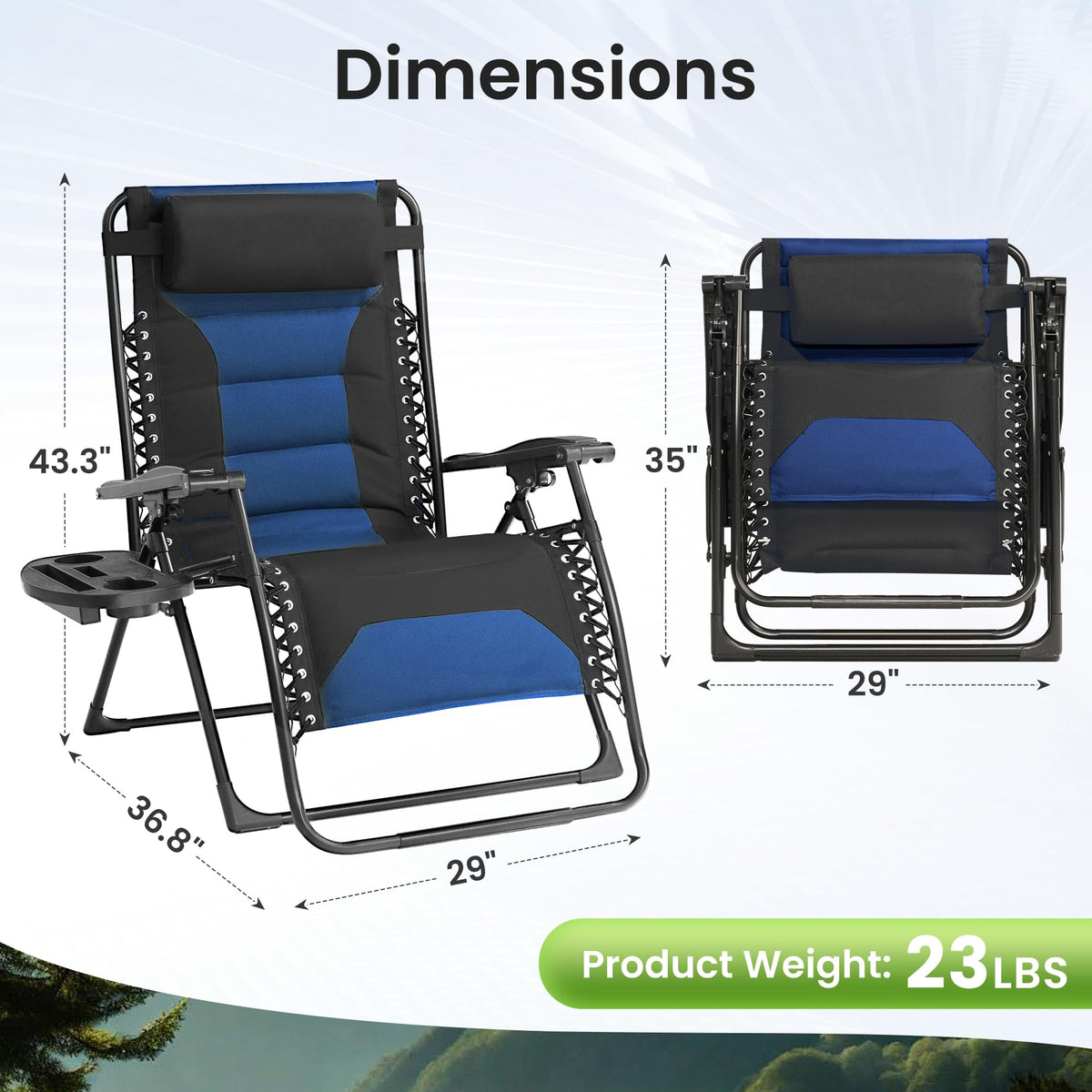 Oversized Zero Gravity Chair 2 Pack Black Blue M3576