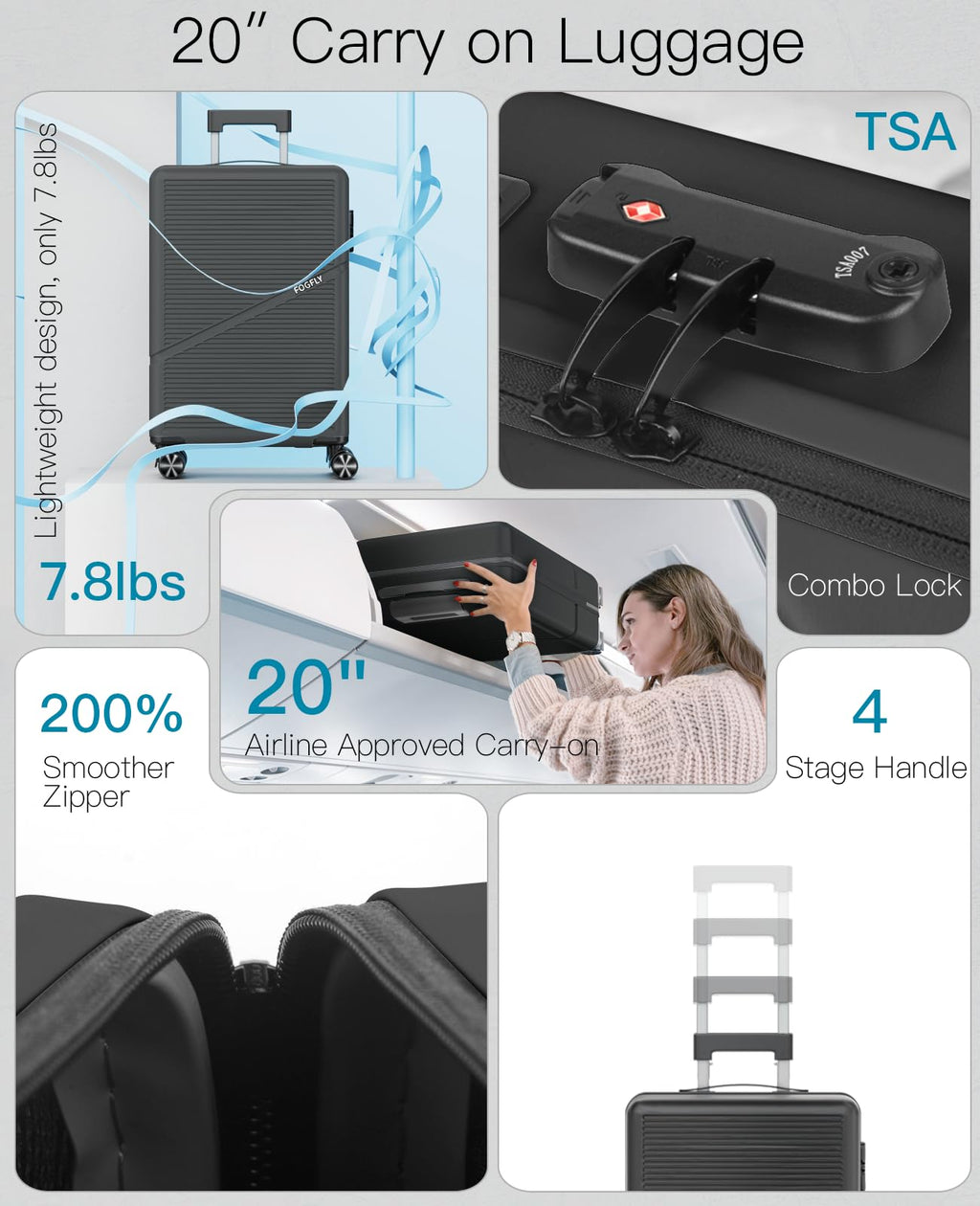 20 Inch Hardside Spinner Luggage with TSA Lock I7496