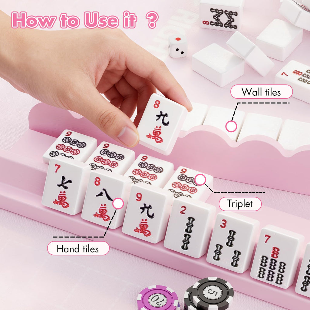 Wooden Mahjong Racks with Pushers I604804