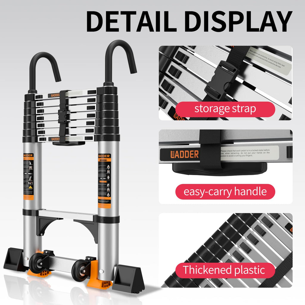 19.5FT Aluminum Telescoping Ladder 330lbs T350381