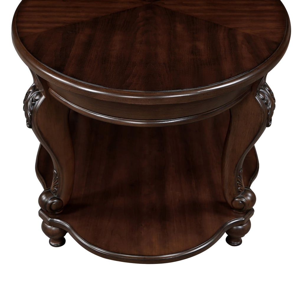 Vintage Round Wood End Side Table 22-Inch B914245